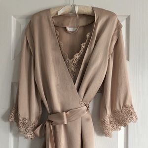 NK IMODE Silk Chemise & Robe Medium Champagne